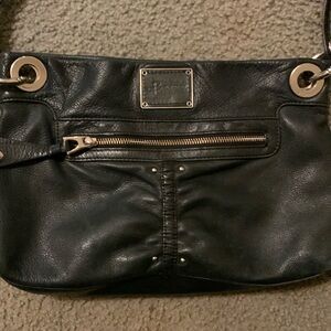 B. MAKOWSKY Black Leather Studded Satchel Bag.